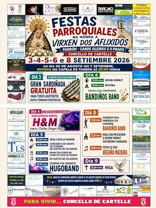 Fechas, información, programa, cartel, imágenes, mapa y ubicación de Virxe dos Aflixidos de Sande (2026) en Cartelle