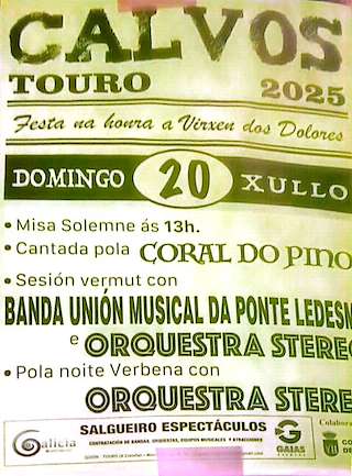 Fechas, información, programa, cartel, imágenes, mapa y ubicación de Virxe dos Dolores de Calvos  en  Touro