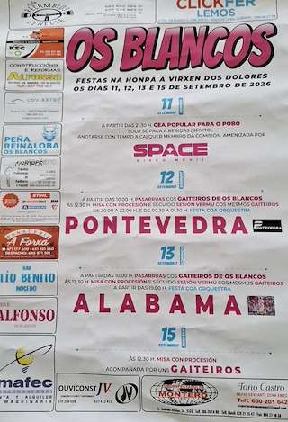 Fechas, información, programa, cartel, imágenes, mapa y ubicación de Virxe dos Dolores (2026)  en  Os Blancos