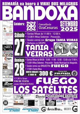 Fechas, información, programa, cartel, imágenes, mapa y ubicación de Virxe dos Milagres de Bandoxa  en  Oza Cesuras