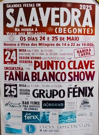Fechas, información, programa, cartel, imágenes, mapa y ubicación de Virxe dos Milagres de Saavedra  en  Begonte