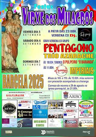 Fechas, información, programa, cartel, imágenes, mapa y ubicación de Virxe dos Milagros de Barcela  en  Arbo