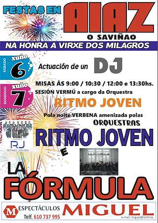 Fechas, información, programa, cartel, imágenes, mapa y ubicación de Virxe dos Miragros de Aiaz (2026)  en  O Saviñao