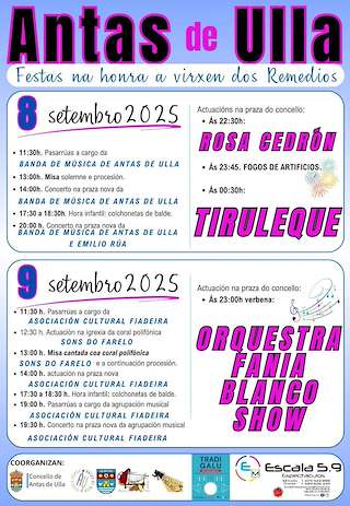 Fechas, información, programa, cartel, imágenes, mapa y ubicación de Virxe dos Remedios  en  Antas de Ulla