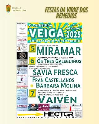 Fechas, información, programa, cartel, imágenes, mapa y ubicación de Virxe dos Remedios da Veiga  en  O Carballiño