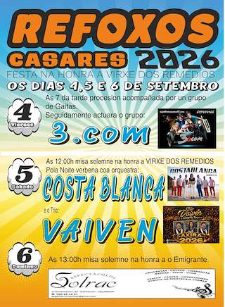 Fechas, información, programa, cartel, imágenes, mapa y ubicación de Virxe dos Remedios de Casares (2026) en Cortegada