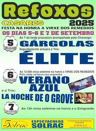 Fechas, información, programa, cartel, imágenes, mapa y ubicación de Virxe dos Remedios de Casares  en  Cortegada