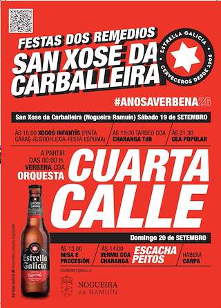 Fechas, información, programa, cartel, imágenes, mapa y ubicación de Virxe dos Remedios de San Xosé da Carballeira (2026) en Nogueira de Ramuín