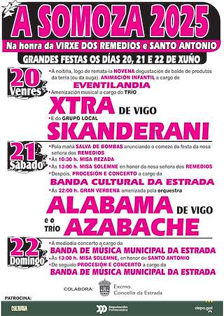 Fechas, información, programa, cartel, imágenes, mapa y ubicación de Virxe dos Remedios e San Antón de A Somoza  en  A Estrada