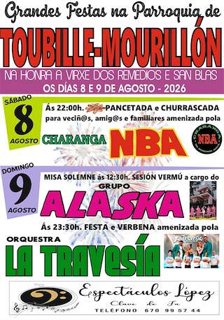 Fechas, información, programa, cartel, imágenes, mapa y ubicación de Virxe dos Remedios e San Blas de Toubille - Mourillón (2026)  en  Láncara