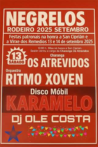 Fechas, información, programa, cartel, imágenes, mapa y ubicación de Virxe dos Remedios e San Ciprián de Negrelos  en  Rodeiro