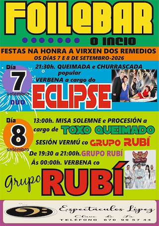 Fechas, información, programa, cartel, imágenes, mapa y ubicación de Virxe dos Remedios en Foilebar (2026)  en  O Incio