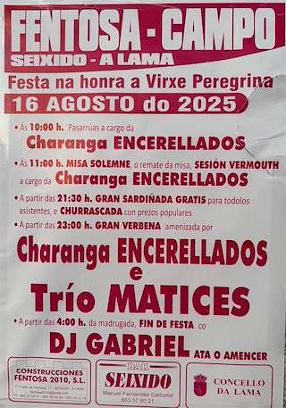 Fechas, información, programa, cartel, imágenes, mapa y ubicación de Virxe Peregrina de Fentosa  en  A Lama