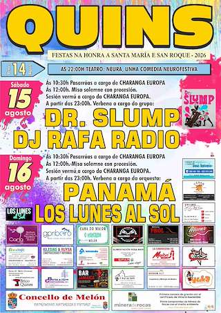 Fechas, información, programa, cartel, imágenes, mapa y ubicación de Virxe Santa María e San Roque de Quins (2026) en Melón