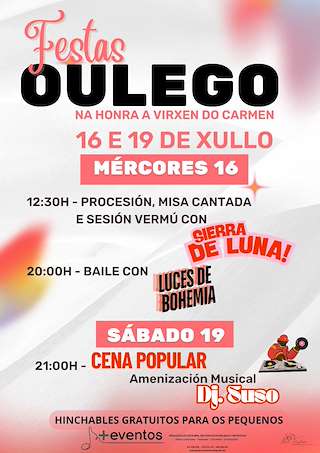 Fechas, información, programa, cartel, imágenes, mapa y ubicación de Virxen do Carmen de Oulego  en  Rubiá