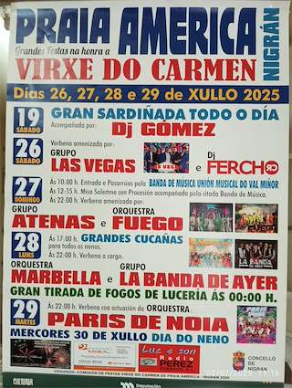 Fechas, información, programa, cartel, imágenes, mapa y ubicación de Virxen do Carmen de Playa América  en  Nigrán