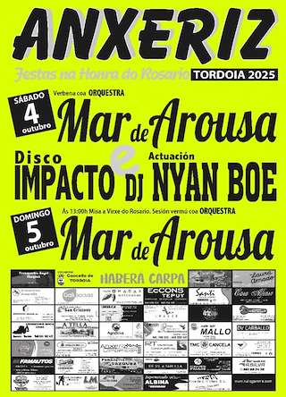 Fechas, información, programa, cartel, imágenes, mapa y ubicación de Virxen do Rosario de Anxeriz (2025)  en  Tordoia