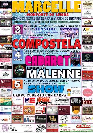 Fechas, información, programa, cartel, imágenes, mapa y ubicación de Virxen do Rosario de Marcelle (2025)  en  Monforte de Lemos