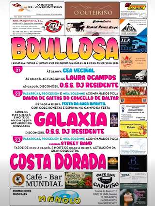 Fechas, información, programa, cartel, imágenes, mapa y ubicación de Virxen dos Remedios de Boullosa  en  Xinzo de Limia