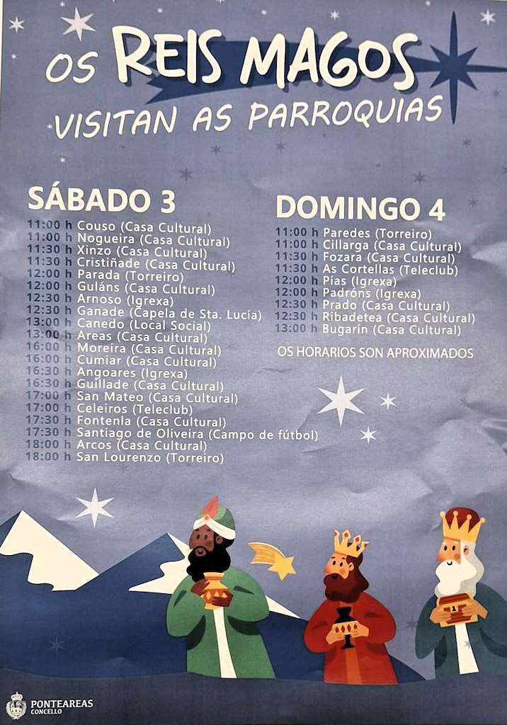 Visita de los Reyes Magos a las Parroquias en Ponteareas