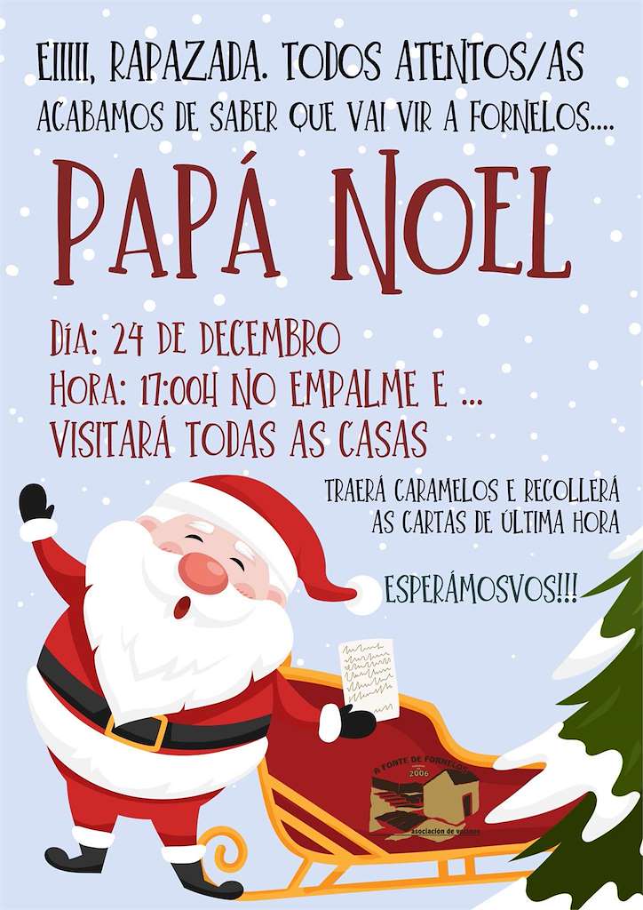 Visita de Papá Noel a Fornelos en Zas