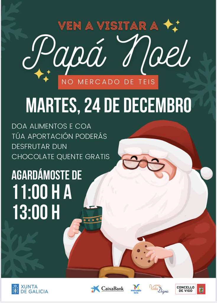 Visita de Papá Noel ao Mercado de Teis  en Vigo
