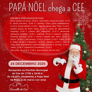Fechas, información, programa, cartel, imágenes, mapa y ubicación de Visita de Papá Noel (2025)  en  Cee