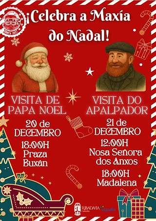 Fechas, información, programa, cartel, imágenes, mapa y ubicación de Visita de Papá Noel e do Apalpador (2025)  en  Ribadavia