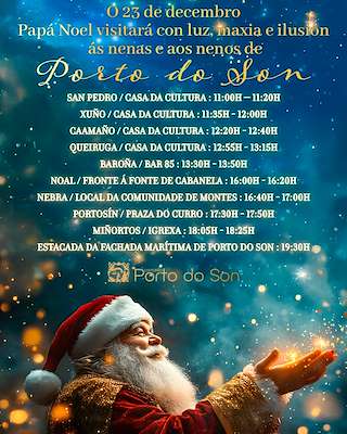 Fechas, información, programa, cartel, imágenes, mapa y ubicación de Visita de Papá Noel   en  O Porto do Son