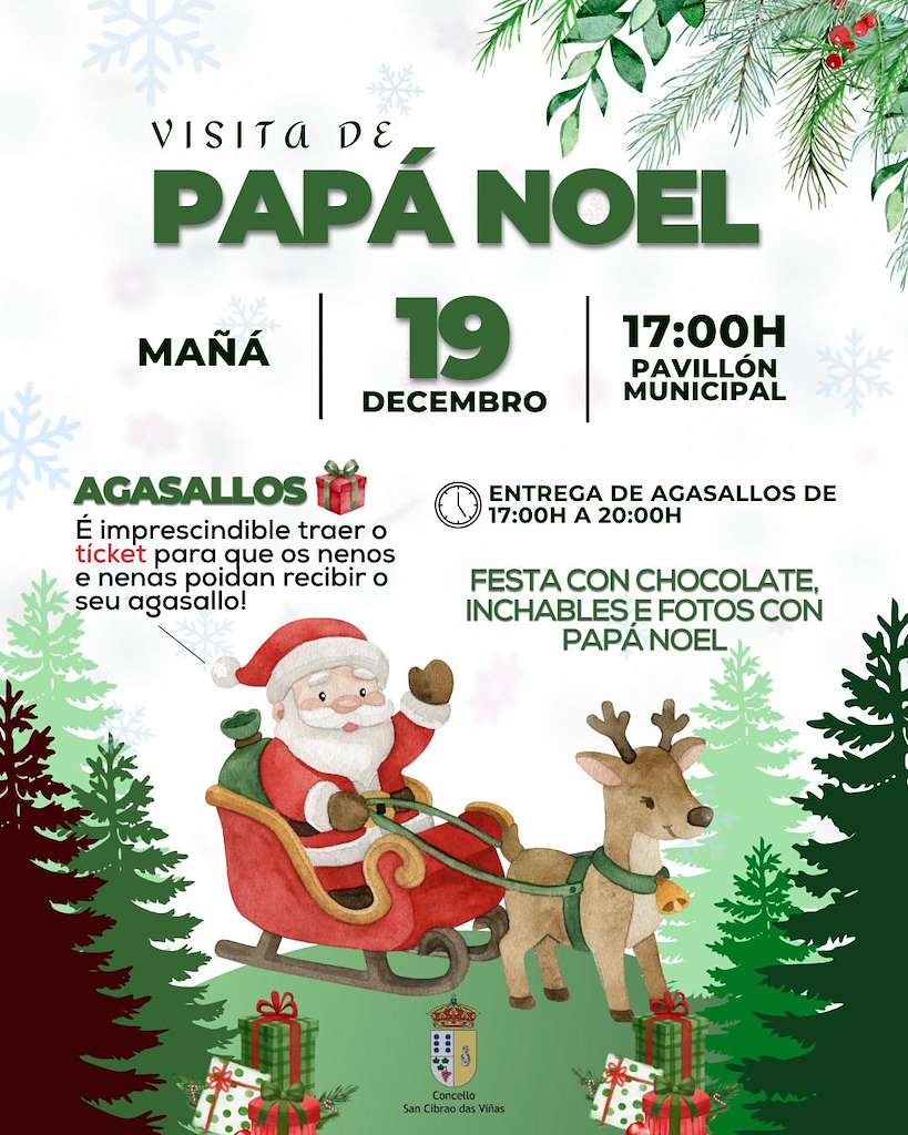 Visita de Papá Noel en San Cibrao das Viñas