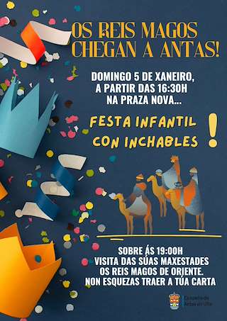 Fechas, información, programa, cartel, imágenes, mapa y ubicación de Visita dos Reis Magos  en  Antas de Ulla