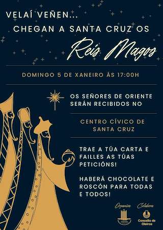 Fechas, información, programa, cartel, imágenes, mapa y ubicación de Visita dos Reis Magos en Santa Cruz  en  Oleiros