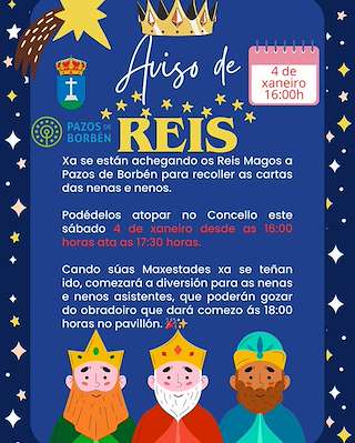 Fechas, información, programa, cartel, imágenes, mapa y ubicación de Visita dos Reis  en  Pazos de Borbén
