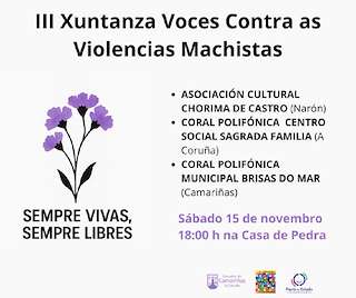 Fechas, información, programa, cartel, imágenes, mapa y ubicación de III Voces Contra las Violencias Machistas (2025)  en  Camariñas
