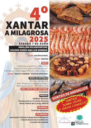 Fechas, información, programa, cartel, imágenes, mapa y ubicación de IV Xantar A Milagrosa  en  Carballo
