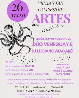 Fechas, información, programa, cartel, imágenes, mapa y ubicación de VIII Xantar Campestre de Artes  en  Carballo