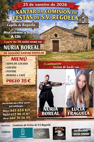 Fechas, información, programa, cartel, imágenes, mapa y ubicación de Xantar da Comisión de Festas de Regoela (2026)  en  Cabanas