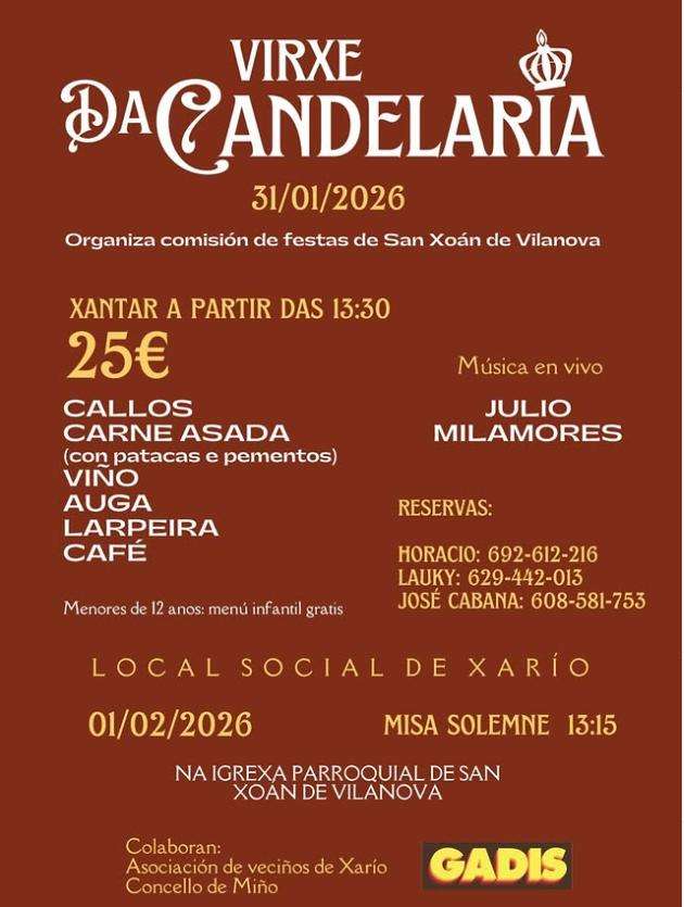 Xantar da Virxe da Candelaria (2026) en Miño