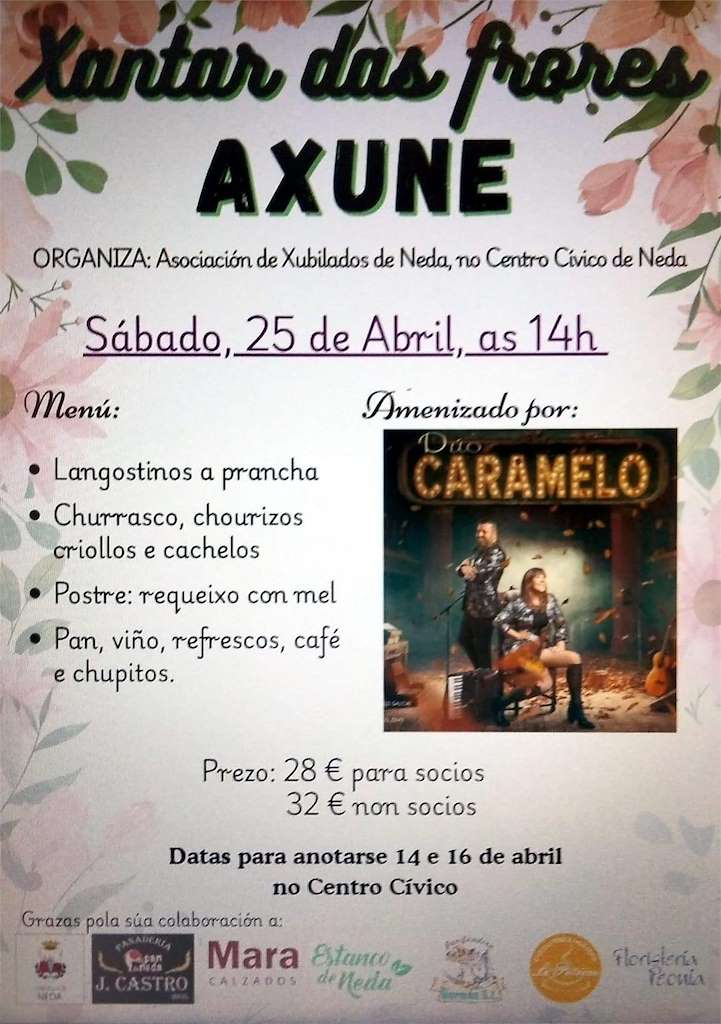 Xantar das Flores de Axune en Neda