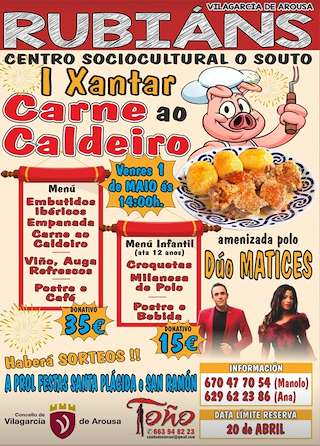 Fechas, información, programa, cartel, imágenes, mapa y ubicación de I Xantar de Carne ao Caldeiro de Rubiáns (2026)  en  Vilagarcía de Arousa
