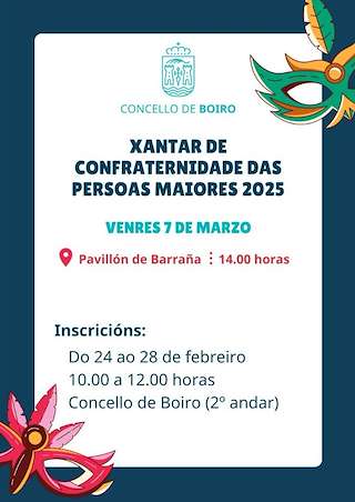 Fechas, información, programa, cartel, imágenes, mapa y ubicación de Xantar de Confraternidade das Persoas Maiores  en  Boiro