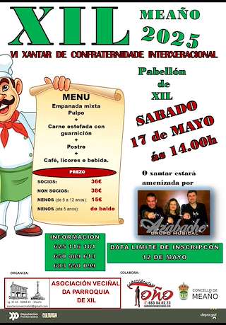 Fechas, información, programa, cartel, imágenes, mapa y ubicación de VI Xantar de Confraternidade Interxeracional de Xil   en  Meaño
