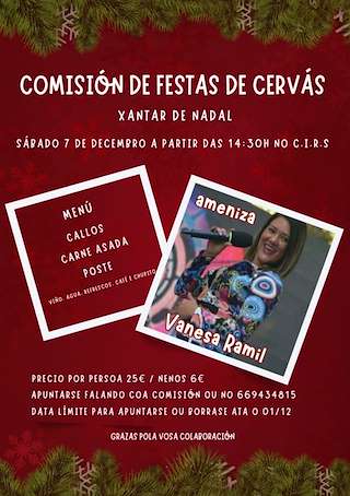 Fechas, información, programa, cartel, imágenes, mapa y ubicación de Xantar de Nadal de Cervás  en  Ares