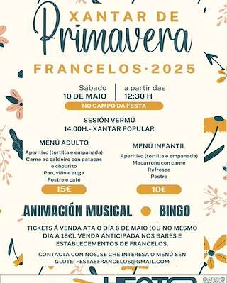 Fechas, información, programa, cartel, imágenes, mapa y ubicación de Xantar de Primavera de Francelos  en  Ribadavia
