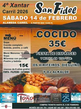 Fechas, información, programa, cartel, imágenes, mapa y ubicación de IV Xantar de San Fidel de Carril (2026) en Vilagarcía de Arousa