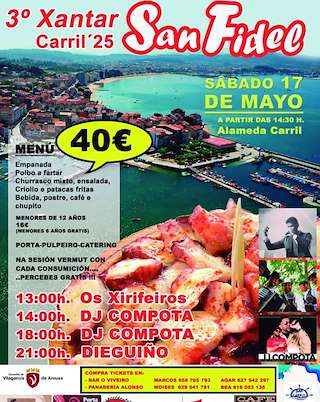 Fechas, información, programa, cartel, imágenes, mapa y ubicación de III Xantar de San Fidel de Carril  en  Vilagarcía de Arousa