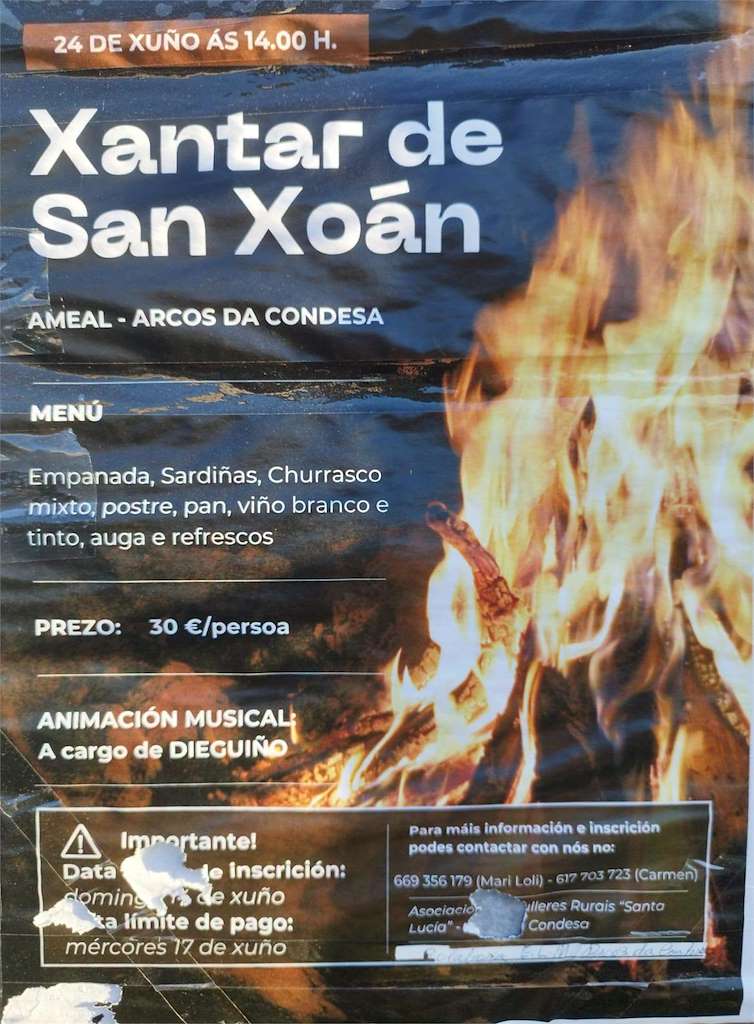 Xantar de San Xoán de Arcos da Condesa  en Caldas de Reis