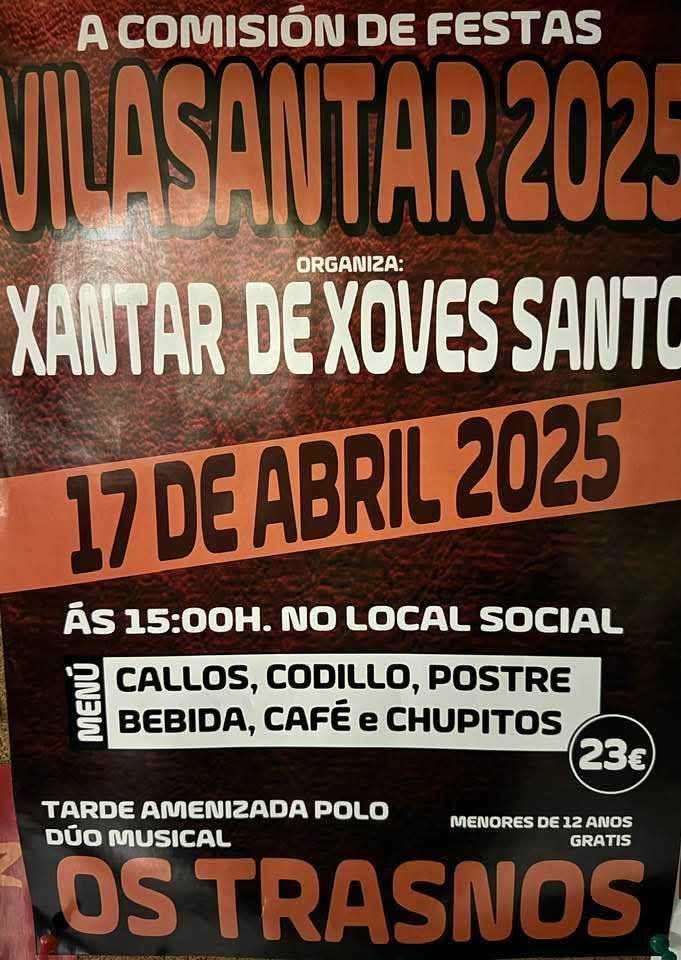 Xantar de Xoves Santo (2025) en Vilasantar