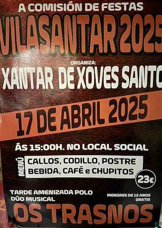 Fechas, información, programa, cartel, imágenes, mapa y ubicación de Xantar de Xoves Santo  en  Vilasantar