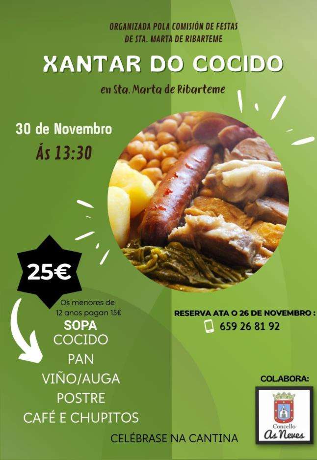 Xantar do Cocido de Santa Marta de Ribarteme  en As Neves